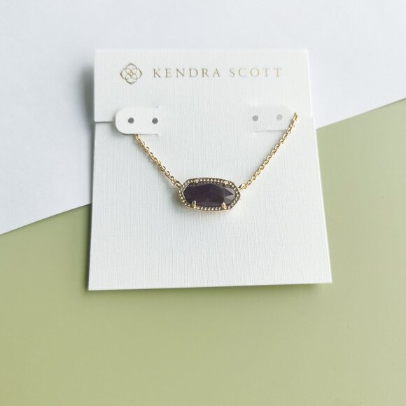 Kendra Scott Elisa Amethyst Short Necklace - Gold - Picture 1 of 4